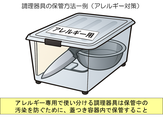 調理器具の保管方法一例(アレルギー対策)