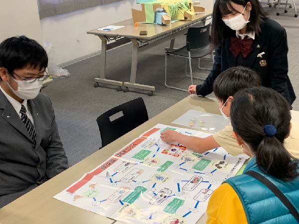 食中毒予防すごろくで遊ぶ様子