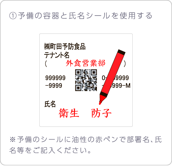 予備容器と氏名シールの使い方