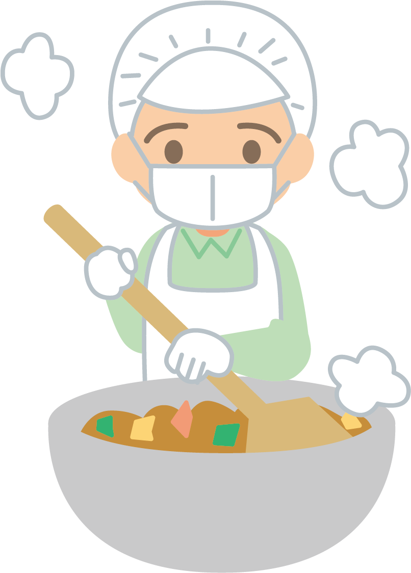 大鍋で調理する人